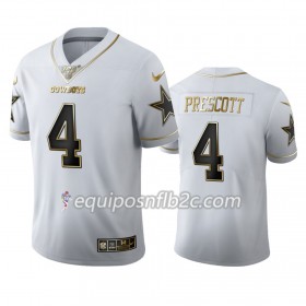 Camiseta Hombre NFL Dallas Cowboys Dak Prescott 4 Nike Blanco Golden Edition 100th